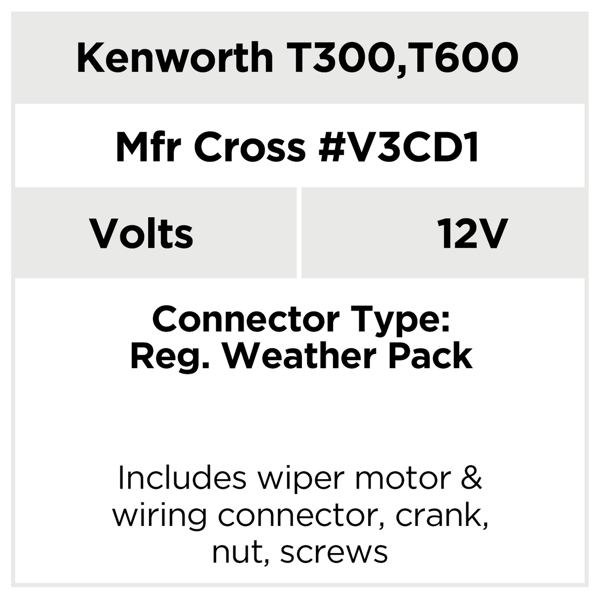 AX9109 Kenworth Truck Commercial Wiper Motor