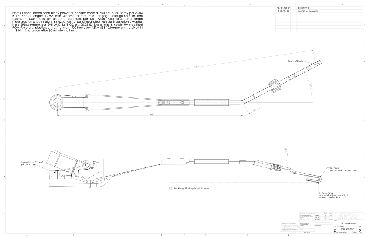 Lion Electric Lion8 Tractor - 610mm Radial Wet Wiper Arms