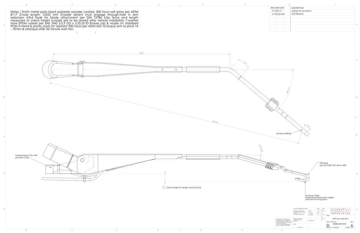 Lion Electric Lion8 Tractor - 610mm Radial Wet Wiper Arms