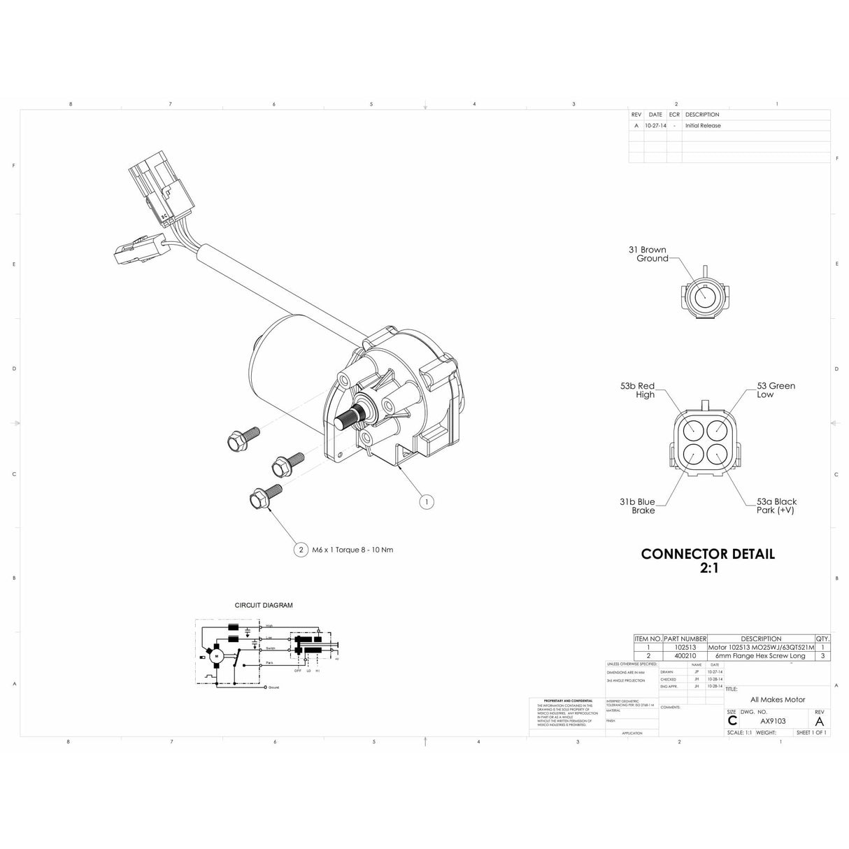 AX9103 Mack Truck Commercial Wiper Motor - AutoTex