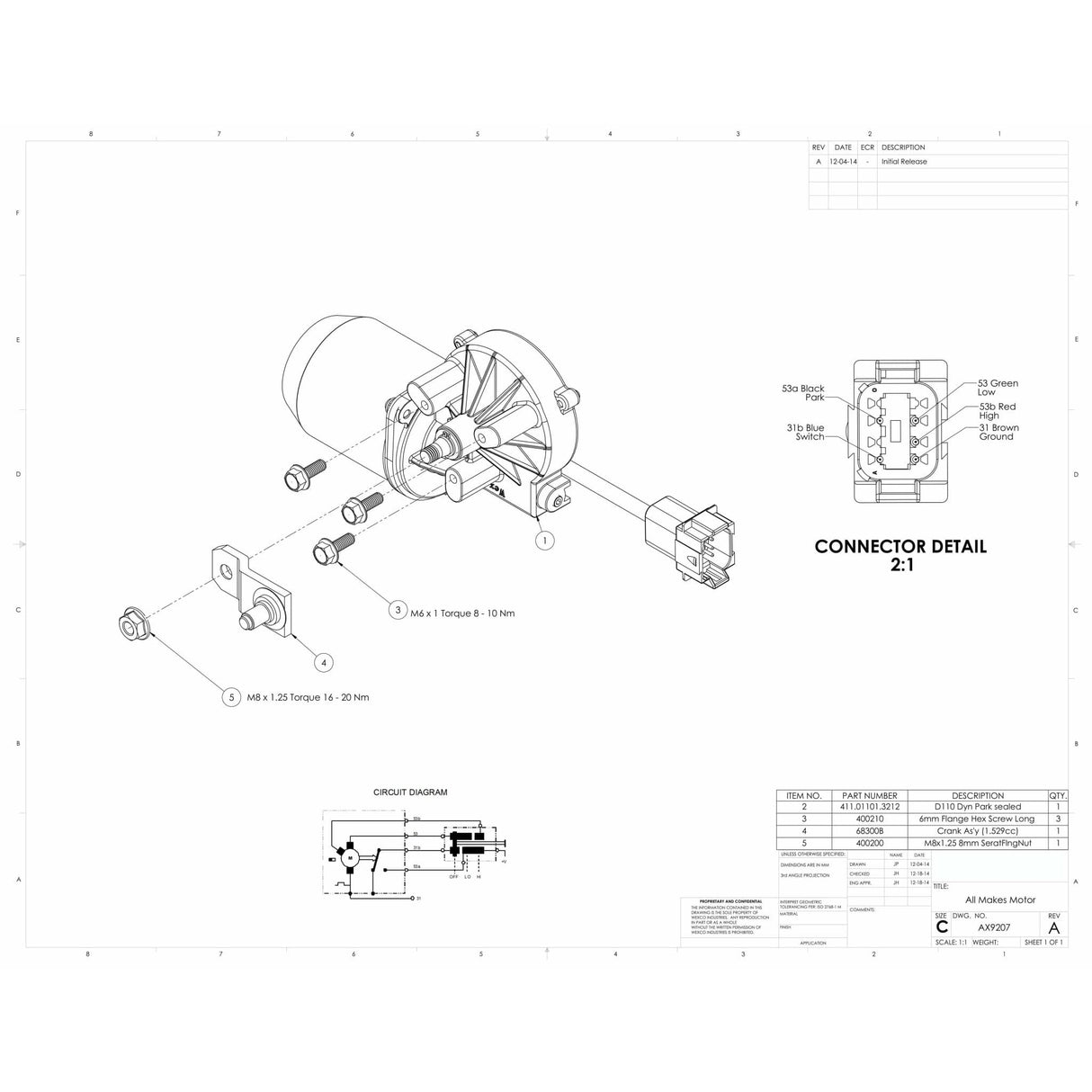 AX9207 Kenworth - Peterbilt Commercial Wiper Motors - AutoTex