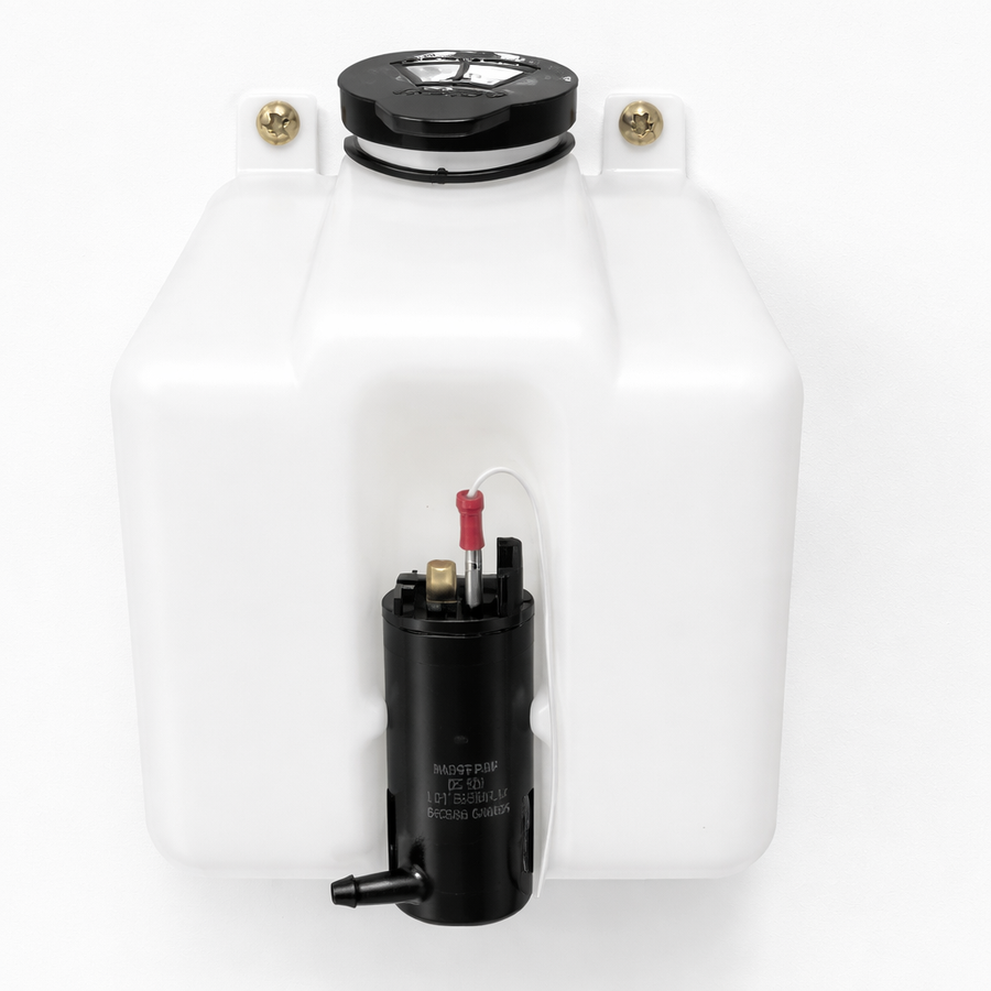 Windshield washer fluid reservoir on a white background