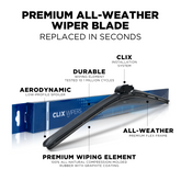 CLIX Original Beam Windshield Wiper Blade – 14"–32"