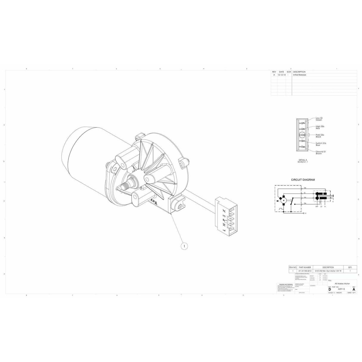 AX9112 Blue Bird Bus Commercial Wiper Motor - AutoTex