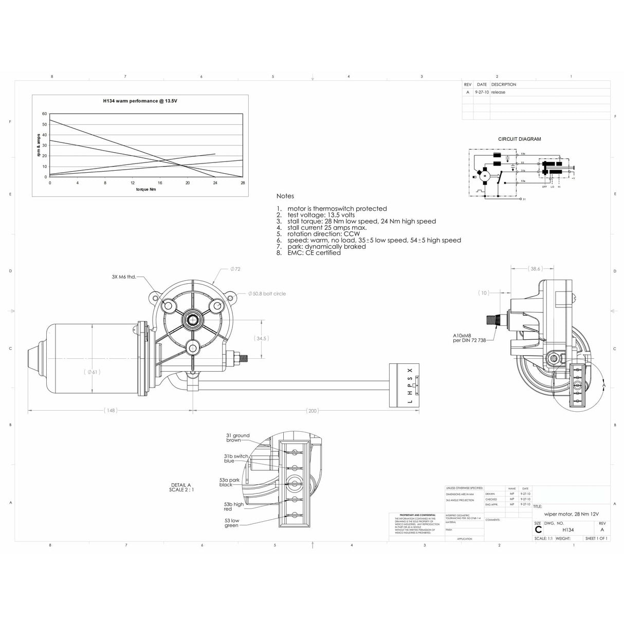 H134 WEXCO OEM Wiper Motor - AutoTex